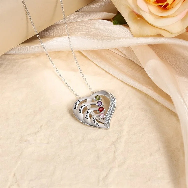 Engraved Sterling Silver Heart Necklace with Tiny Heart | Someone Remembered